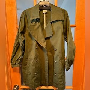 CAbi Olive Double-Breasted Trench Coat